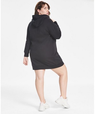 Trendy Plus Size Hoodie Sweatshirt Dress Black $15.94 Dresses