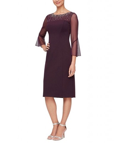 Illusion-Sleeve Dress Aubergine $41.04 Dresses