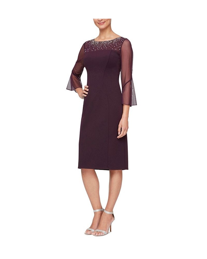 Illusion-Sleeve Dress Aubergine $41.04 Dresses