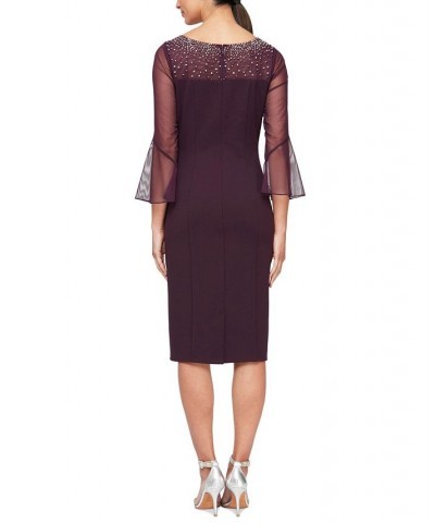 Illusion-Sleeve Dress Aubergine $41.04 Dresses