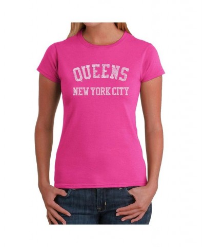 Women's Word Art T-Shirt - Popular Queens Neighborhoods Pink $17.64 Tops
