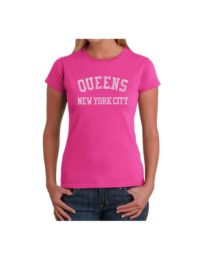 Women's Word Art T-Shirt - Popular Queens Neighborhoods Pink $17.64 Tops