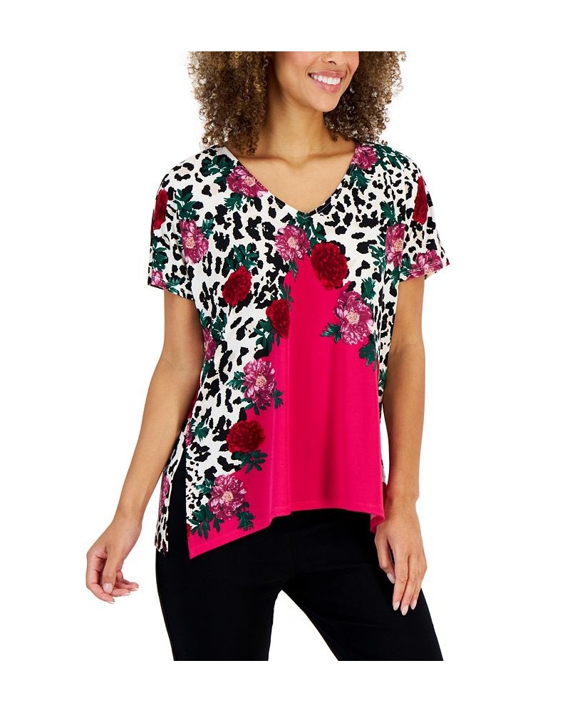 Petite Printed Arching Garden Tunic Top Wildflow Pink Combo $11.94 Tops