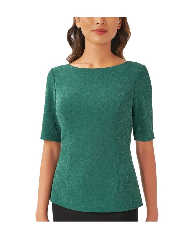 Women's Cowl-Back Short-Sleeve Shimmer Top Hunter $31.08 Tops