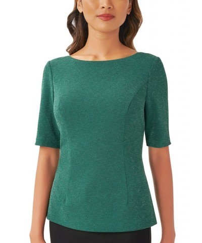 Women's Cowl-Back Short-Sleeve Shimmer Top Hunter $31.08 Tops