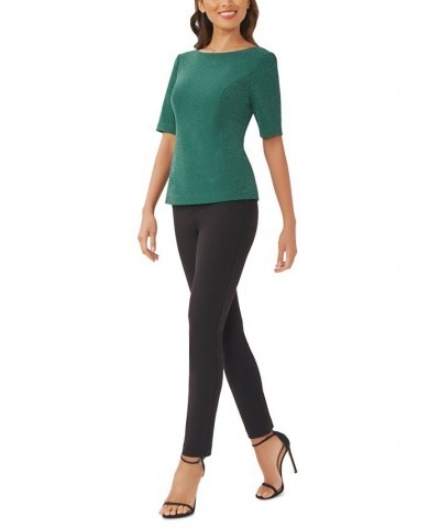 Women's Cowl-Back Short-Sleeve Shimmer Top Hunter $31.08 Tops