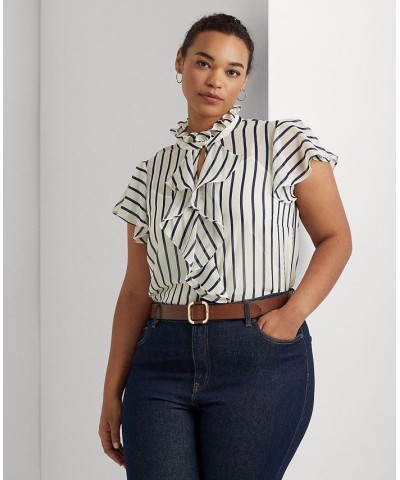 Plus Size Flutter Sleeve Top Cream/navy $67.50 Tops