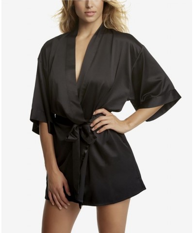 Women's Muse Satin Lingerie Kimono Robe Black $26.04 Sleepwear