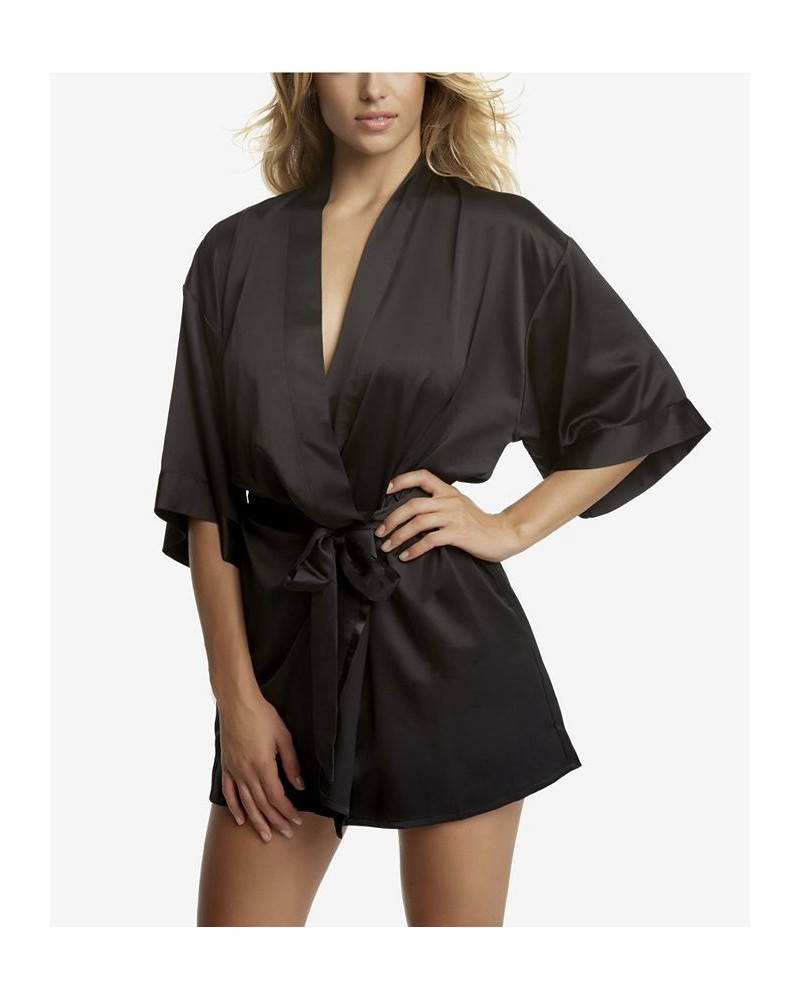 Women's Muse Satin Lingerie Kimono Robe Black $26.04 Sleepwear