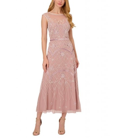 Women's Embellished Sleeveless Midi Dress Dusted Petal/ivory $138.99 Dresses