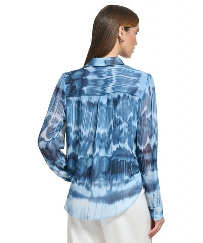 Women's Printed Tie-Hem Shirt Dusk/Black $31.85 Tops