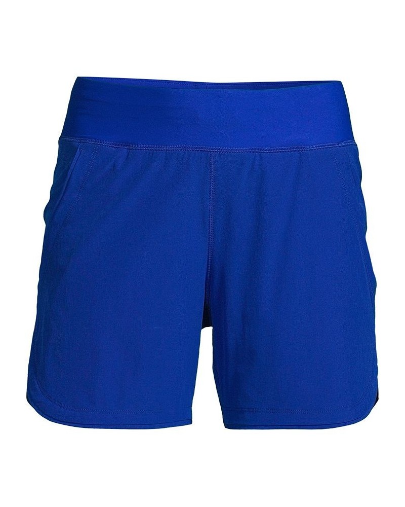 Women's 5" Quick Dry Elastic Waist Board Shorts Swim Cover-up Shorts with Panty Blue $27.98 Swimsuits