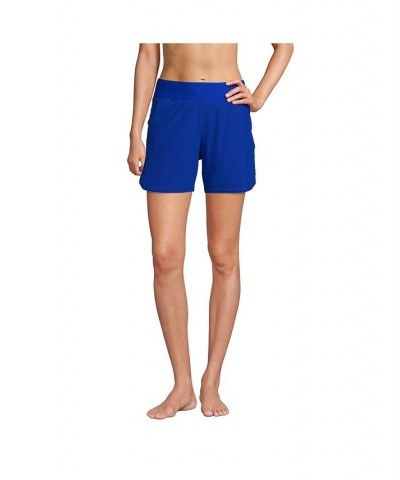 Women's 5" Quick Dry Elastic Waist Board Shorts Swim Cover-up Shorts with Panty Blue $27.98 Swimsuits