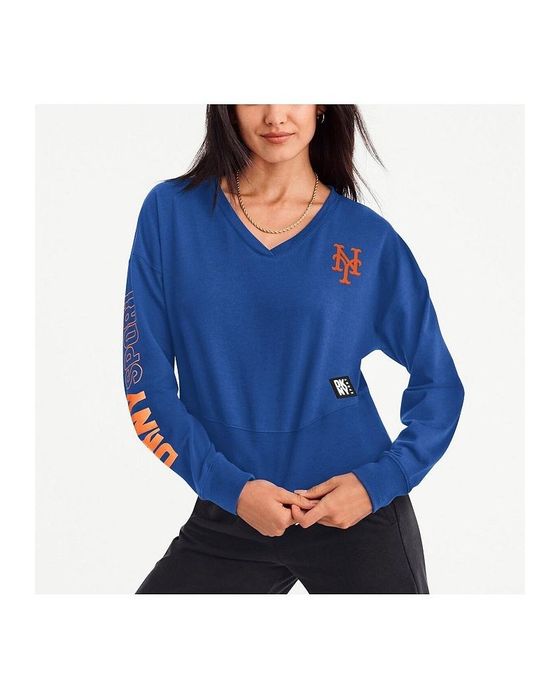 Women's Royal New York Mets Lily V-Neck Pullover Sweatshirt Royal $42.63 Sweatshirts