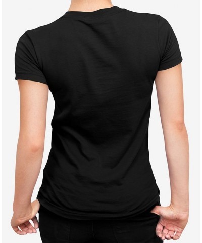 Women's Grim Reaper Word Art V-neck T-shirt Black $16.45 Tops