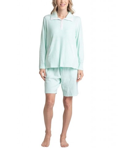 Women's 3-Pc. Tank Long Sleeve T-Shirt & Bermuda Pajama Set Green $39.78 Sleepwear