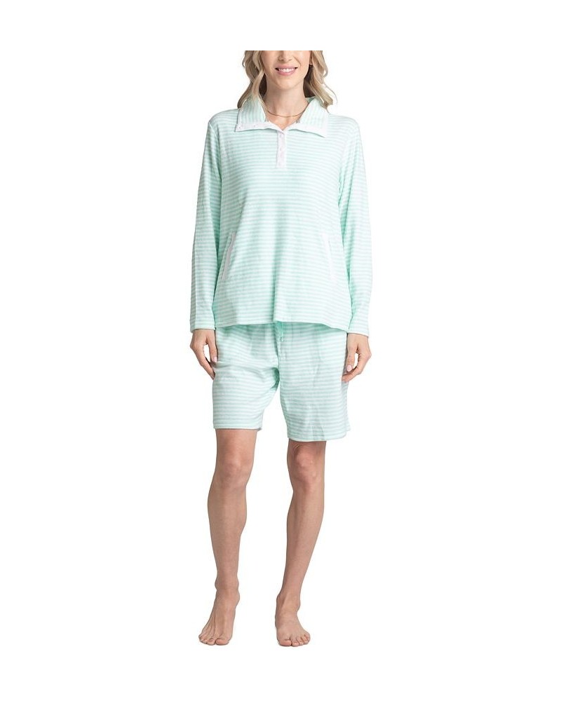 Women's 3-Pc. Tank Long Sleeve T-Shirt & Bermuda Pajama Set Green $39.78 Sleepwear