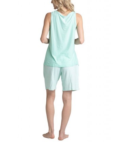 Women's 3-Pc. Tank Long Sleeve T-Shirt & Bermuda Pajama Set Green $39.78 Sleepwear