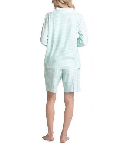 Women's 3-Pc. Tank Long Sleeve T-Shirt & Bermuda Pajama Set Green $39.78 Sleepwear