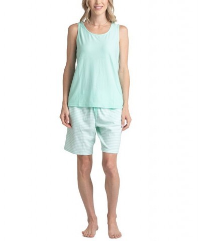 Women's 3-Pc. Tank Long Sleeve T-Shirt & Bermuda Pajama Set Green $39.78 Sleepwear