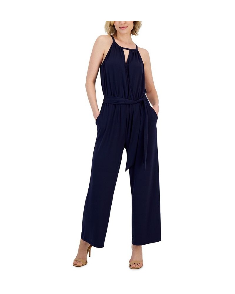 Women's Tie-Waist Halter Jumpsuit Eclipse Navy $27.72 Pants