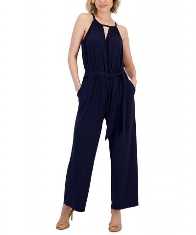 Women's Tie-Waist Halter Jumpsuit Eclipse Navy $27.72 Pants