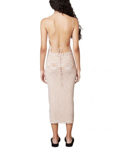 Women's Open-Back Knit Slip Dress Tan/Beige $18.53 Dresses