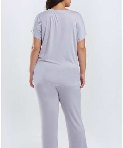 Jewel Cozy Plus Size Modal Pajama Pant Set 2 Piece Light Gray $43.20 Sleepwear