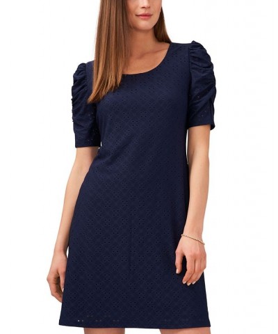 Ruched-Sleeve Eyelet Sheath Dress Jbs Navy $32.39 Dresses