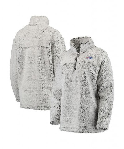 Women's Gray Buffalo Bills Sherpa Quarter-Zip Pullover Jacket Gray $35.04 Jackets