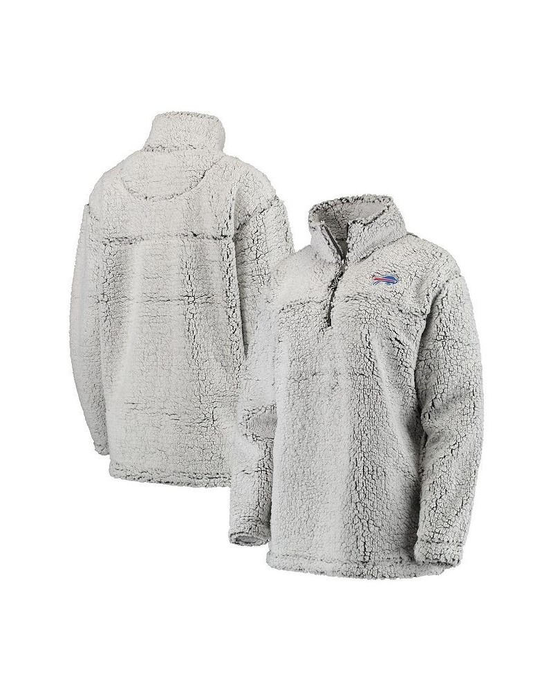 Women's Gray Buffalo Bills Sherpa Quarter-Zip Pullover Jacket Gray $35.04 Jackets