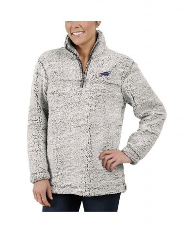 Women's Gray Buffalo Bills Sherpa Quarter-Zip Pullover Jacket Gray $35.04 Jackets