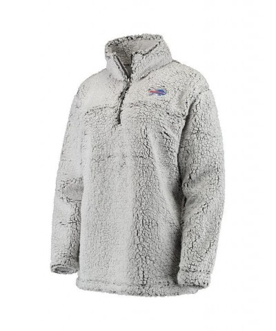 Women's Gray Buffalo Bills Sherpa Quarter-Zip Pullover Jacket Gray $35.04 Jackets