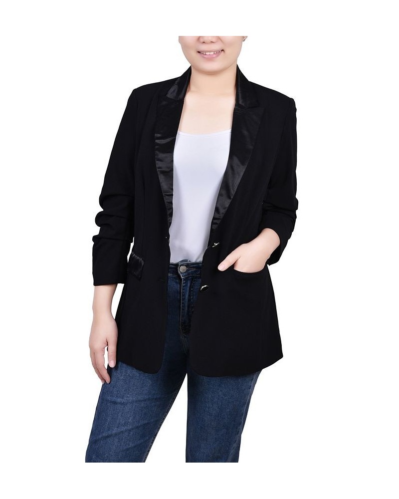 Petite Satin Lapel Scuba Crepe Jacket Black $17.49 Jackets