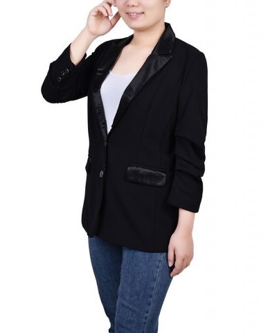 Petite Satin Lapel Scuba Crepe Jacket Black $17.49 Jackets