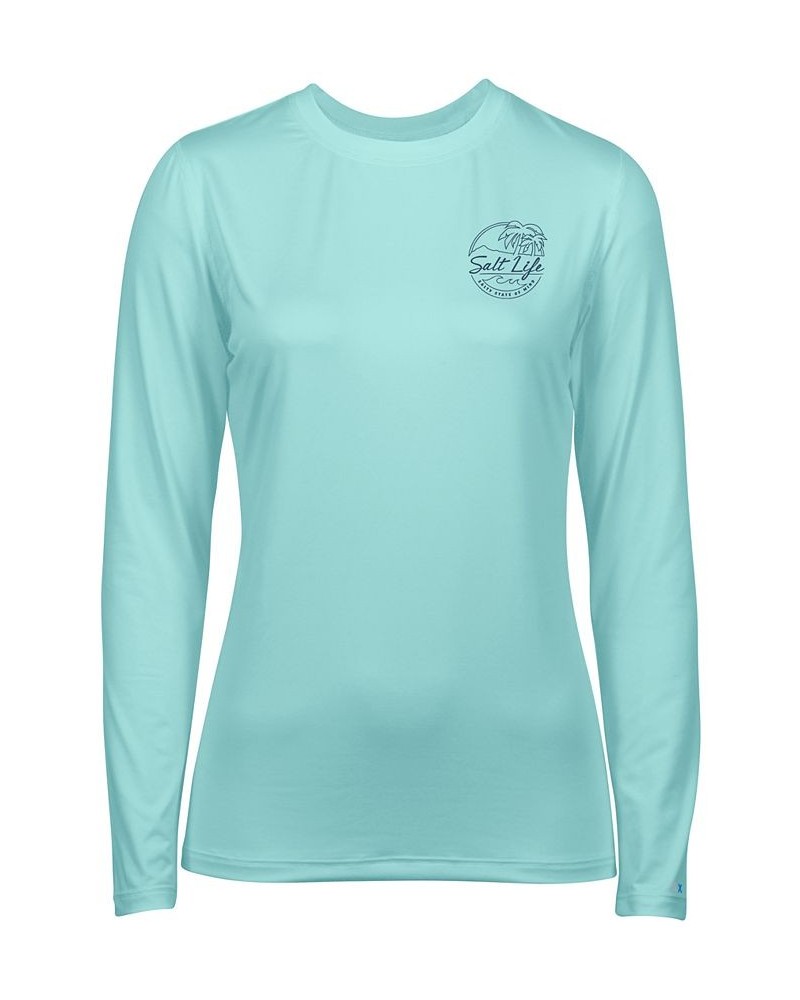 Women's Shady Palms Long-Sleeved SLX T-Shirt Blue $30.00 Tops