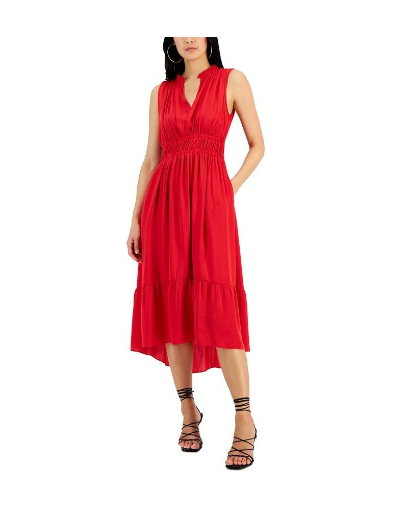 Women's Split-Neck Sleeveless High-Low Midi Dress Ember Pink $59.34 Dresses