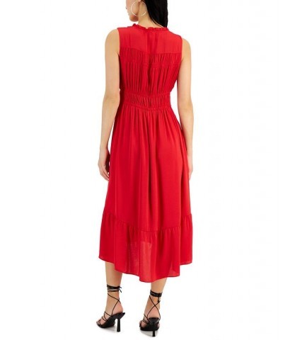 Women's Split-Neck Sleeveless High-Low Midi Dress Ember Pink $59.34 Dresses