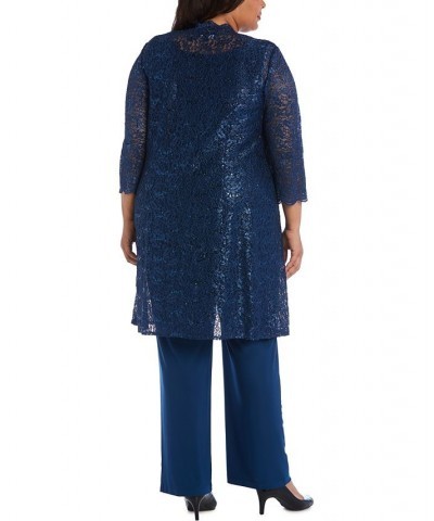 3-Pc. Plus Size Sequined Lace Pantsuit & Shell Peacock $71.52 Pants