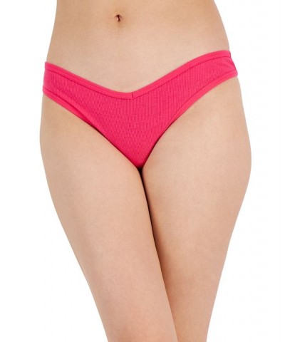 Women's Ribbed Thong Fiery Pink $8.40 Panty