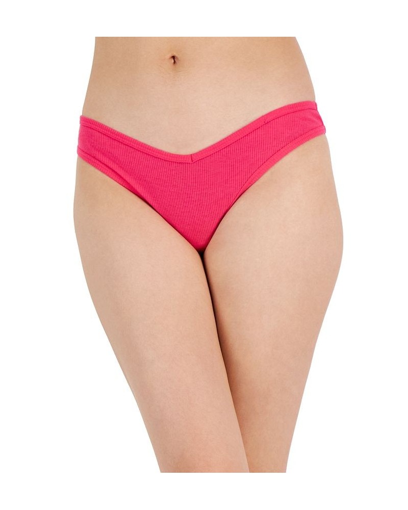 Women's Ribbed Thong Fiery Pink $8.40 Panty