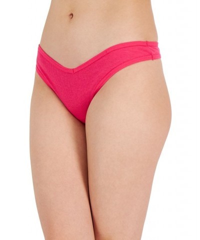 Women's Ribbed Thong Fiery Pink $8.40 Panty