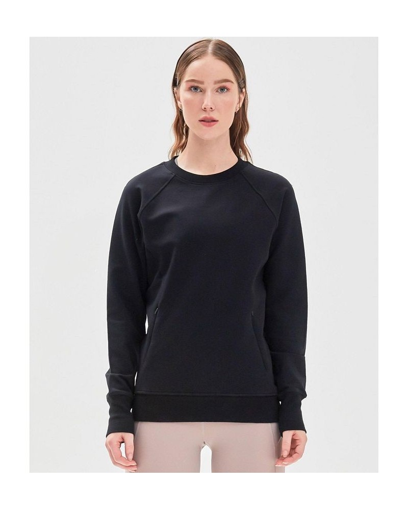 City Zip Slim Crewneck Sweatshirts for Women Black $68.40 Sweatshirts