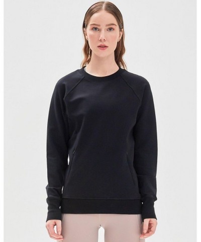 City Zip Slim Crewneck Sweatshirts for Women Black $68.40 Sweatshirts