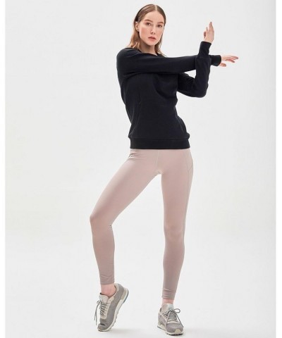 City Zip Slim Crewneck Sweatshirts for Women Black $68.40 Sweatshirts