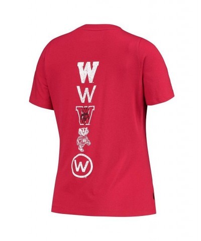 Women's Red Wisconsin Badgers Spine Print V-Neck T-shirt Red $22.39 Tops