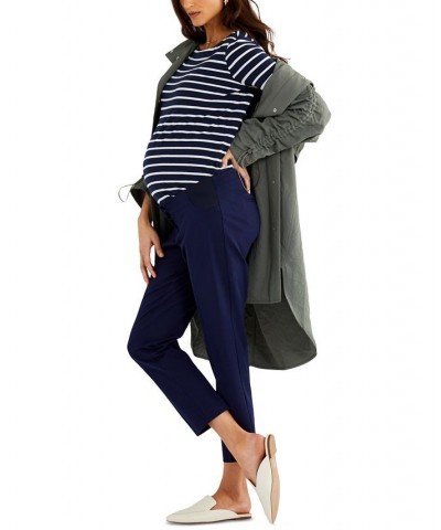 Maternity Straight-Leg Twill Pants Blue $40.48 Pants