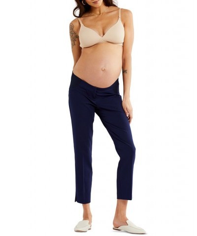 Maternity Straight-Leg Twill Pants Blue $40.48 Pants