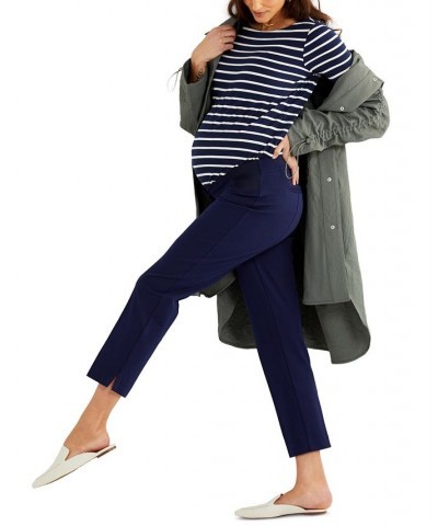 Maternity Straight-Leg Twill Pants Blue $40.48 Pants