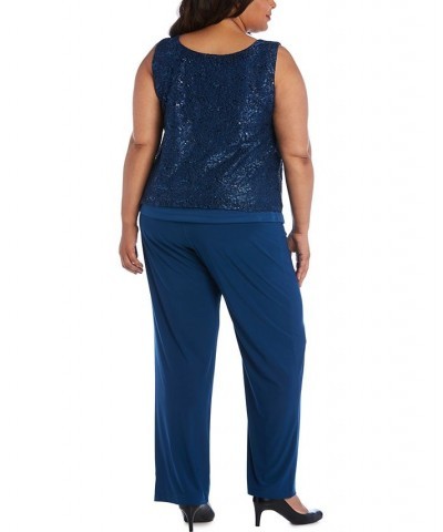 3-Pc. Plus Size Sequined Lace Pantsuit & Shell Peacock $71.52 Pants